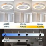 ventilateur led télécommande vitesses moderne blanc gris noir vert rose bleu