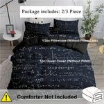 housse couette formules mathématiques taie d'oreiller ensemble literie moderne noires blanches chambre adolescente