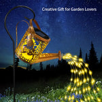 arrosoir lumineux solaire doré motifs floraux tringle noire led moderne jardinextérieur