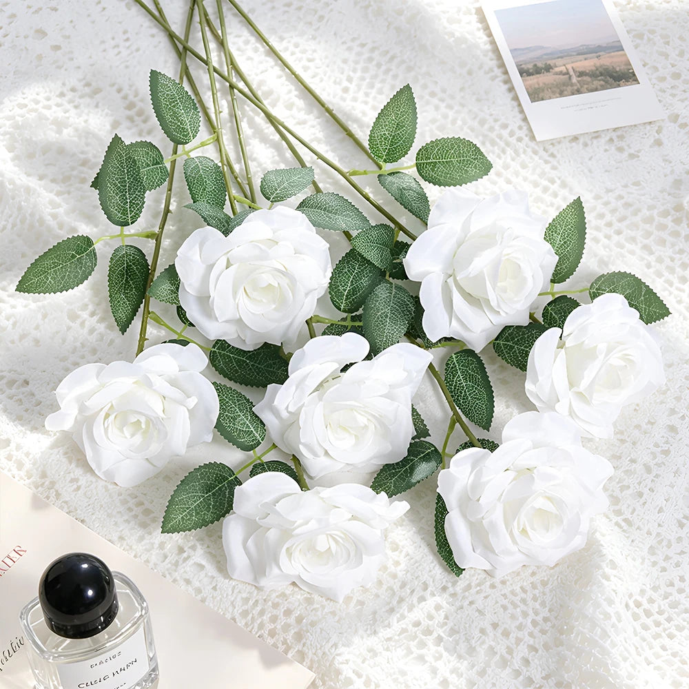 bouquet roses artificielles blanches vase cube decoration maison mariage anniversaireintérieur