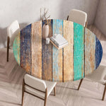 couverture table ronde imprimée bois 100cm 120cm 140cm moderne réutilisable fête maison