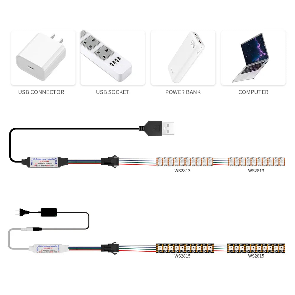 contrôleur led rubans lumineux ws2813 ws2815 14 17 21 touches télécommande rf multicolore moderne