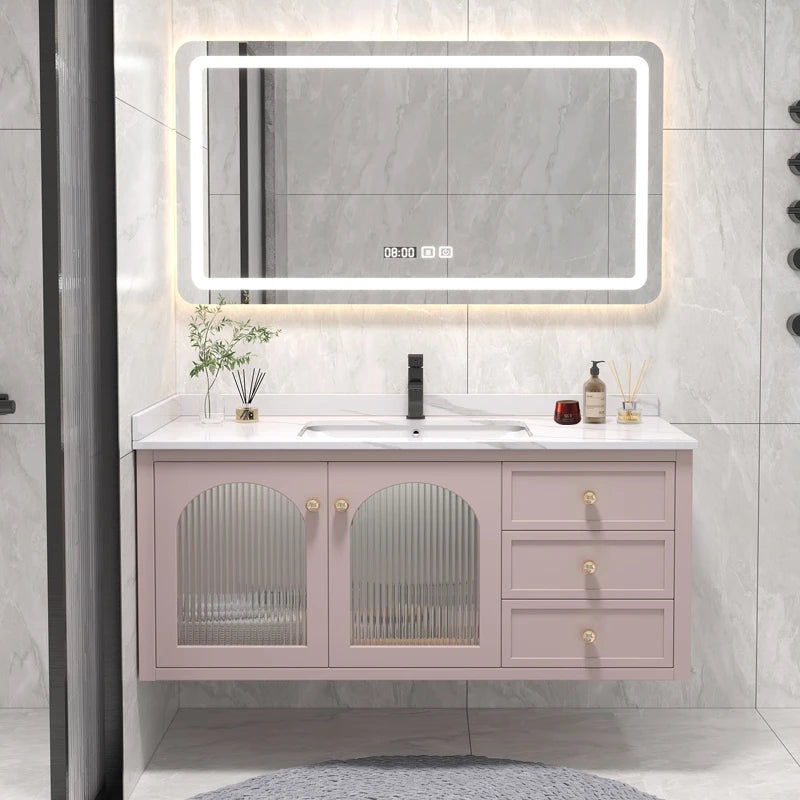 meuble salle bain bois massif vasque miroir armoire murale blanc moderne robinet