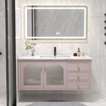 meuble salle bain bois massif vasque miroir armoire murale blanc moderne robinet
