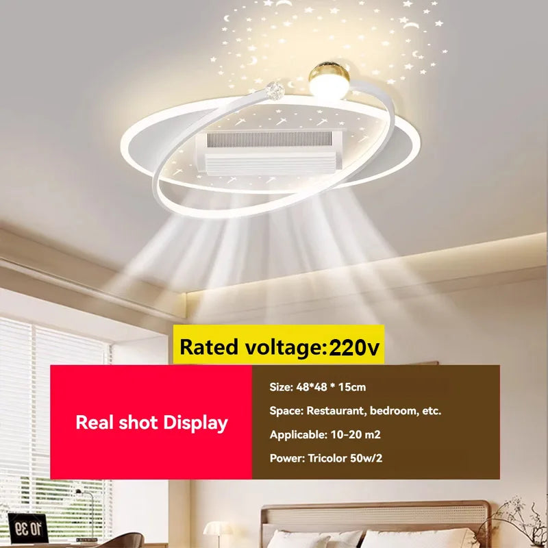ventilateur moderne led noir blanc doré lumineux salon chambre étude entrée
