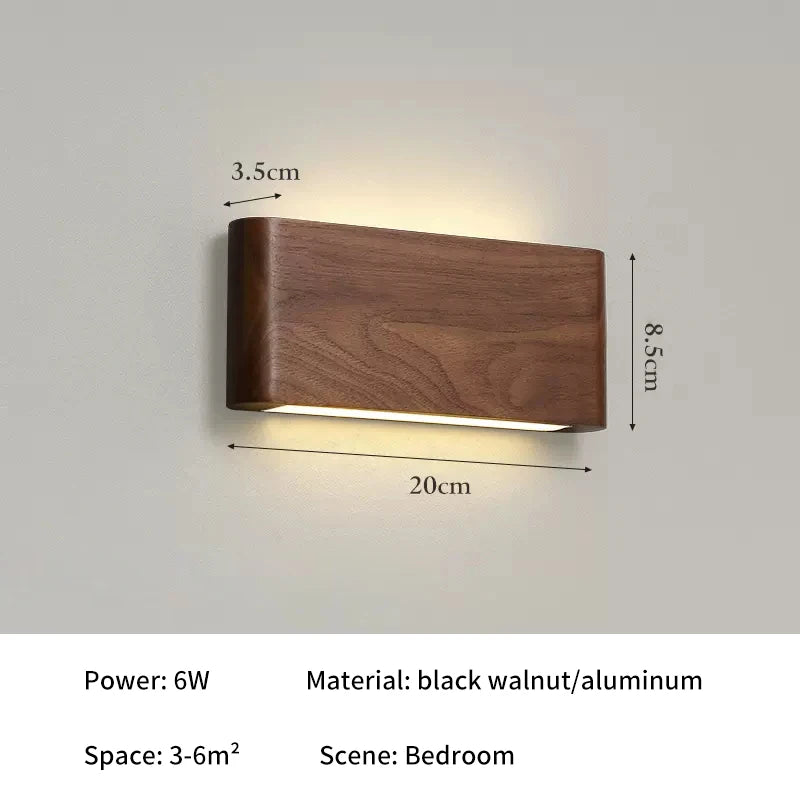 lampe murale moderne bois minimaliste marron foncé éclairage quotidien chambre salon entrée étude cuisine