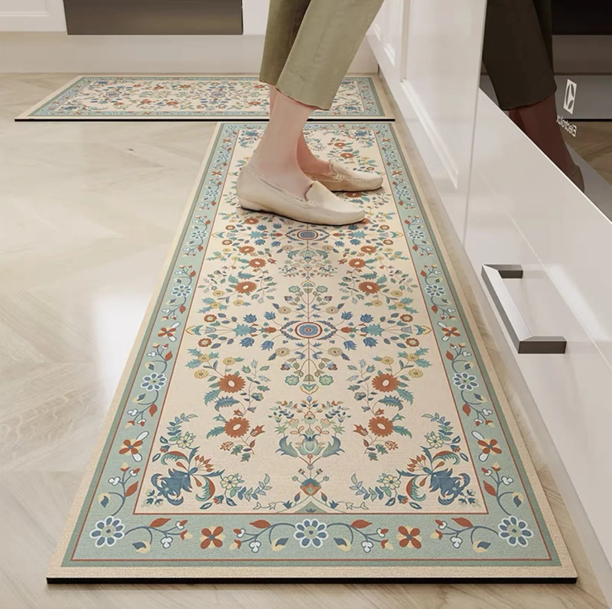 tapis sol absorbant antidérapant motif floral cuisine salle bain couloir maison