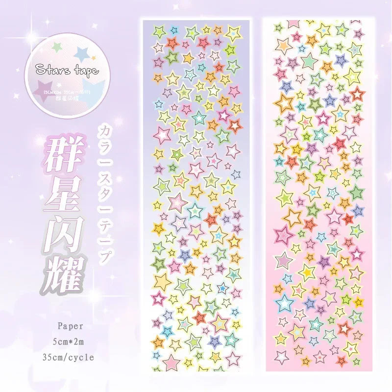 ruban decoratif multicolore etoiles coeurs cercles adhésif manuel diy collage enfants