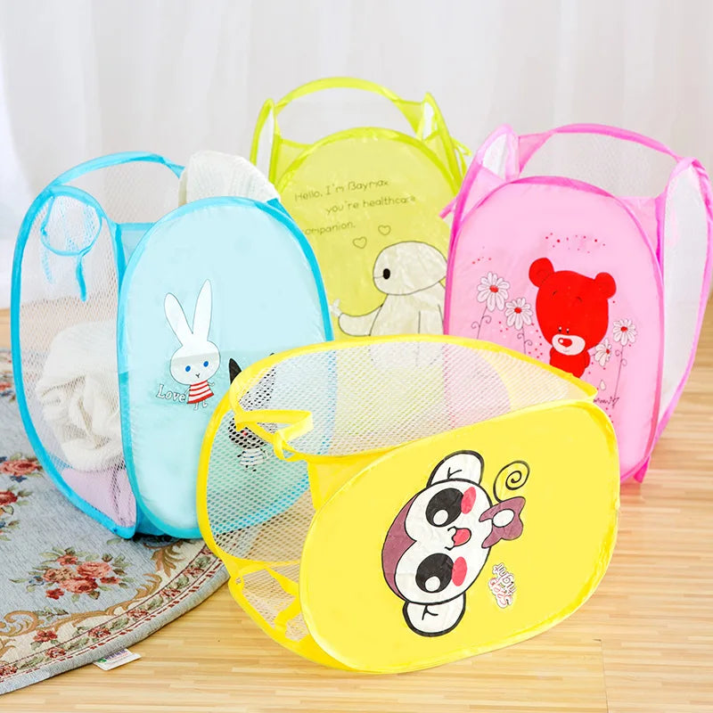 panier linge pliable motifs animaux bleu rose jaune pop up enfantin durable polyestère