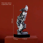 statuette or silencieux homme masqué moderne abstraite art classique hauteur 31cm largeur 11cm poids