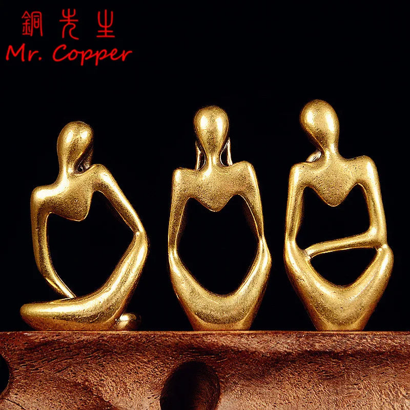 figurines humaines abstraites dorées minimaliste trois singes décoration maison