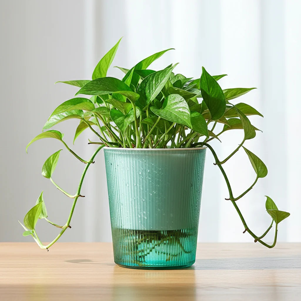 pots plantes auto arrosants résine translucide couleurs blanc vert jaune nervures vintage