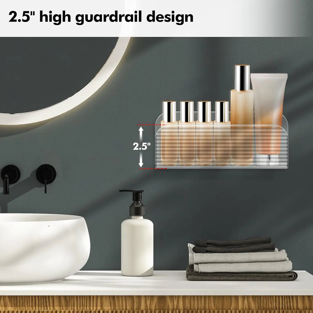 boîtes rangement murales adhésives transparentes modernes rayures horizontales cosmétiques organisation élégante durable accessibles pratiques