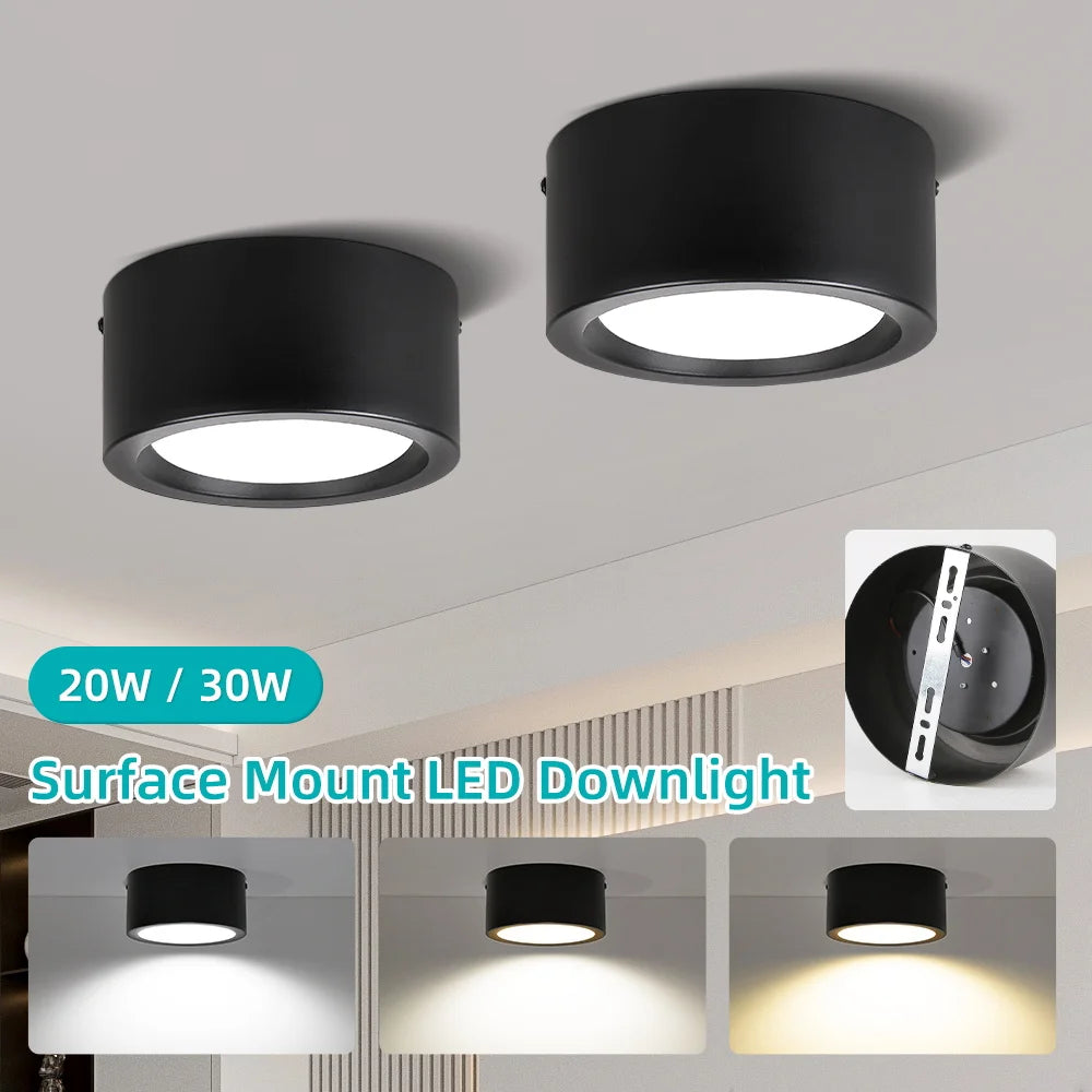 Lampe led ultra mince moderne blanc surface montée 20w 30w 10 15 sources rond