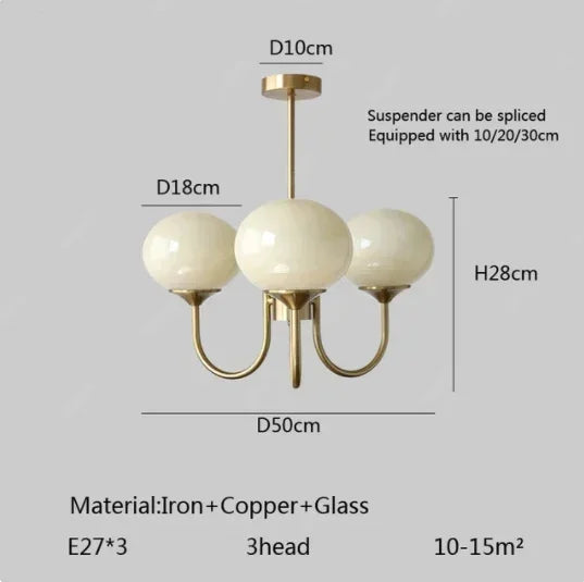 lustre moderne rose doré sphères brillantes opalescent semi encastré led