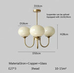 lustre moderne rose doré sphères brillantes opalescent semi encastré led