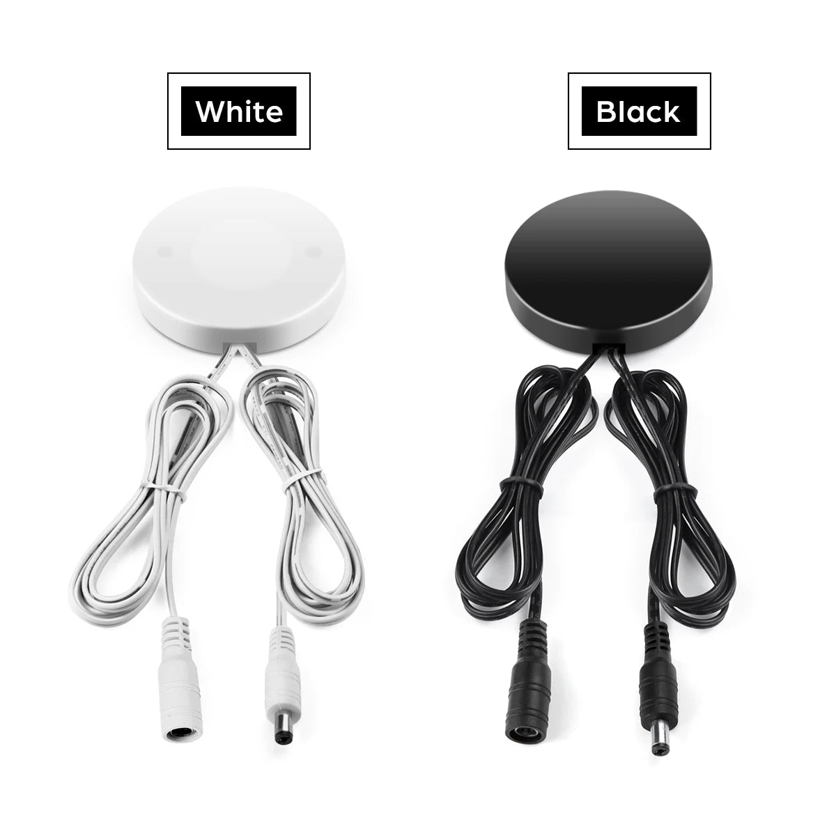 interrupteur tactile blanc noir rond lisse moderne adhésif câble connecteur 52mm 7mm touch dimmable