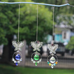 décoration fenêtre pendentif papillon métal cristal vintage anneau circulaire goutte ornement chambre jardin