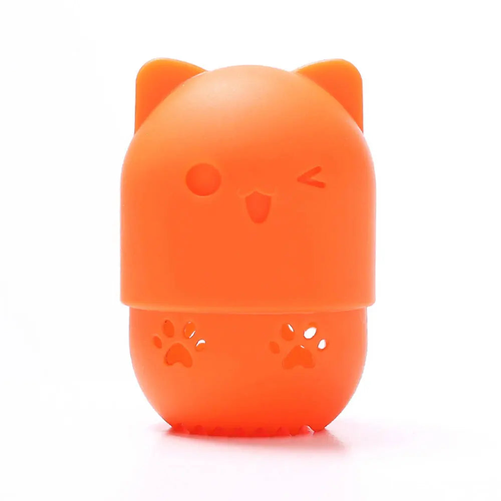 pot savon silicone rose bleu violet animalier brosse nettoyage intégrée texture douce patte chat