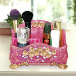 organisateur maquillage réutilisable résine fleurée classique beige doré rose bleu
