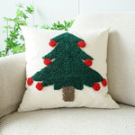 housse coussin noël brodée ho ho ho merry christmas rouge vert polyester coton respectueux