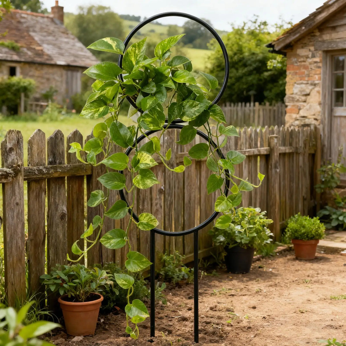 support végétation noir moderne plante grimpante intérieur extérieur pieds solides