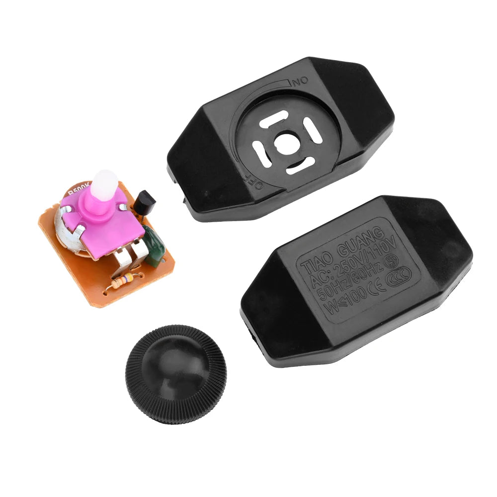 interrupteur rotatif réglable blanc noir adhésif moderne plaque montage bague fixations 60w 300w