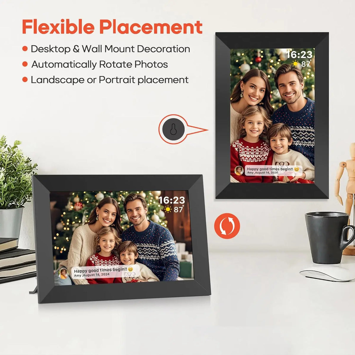cadre photo numerique 10.1 pouces noir blanc moderne wifi ecran tactile ips hd 1280x800