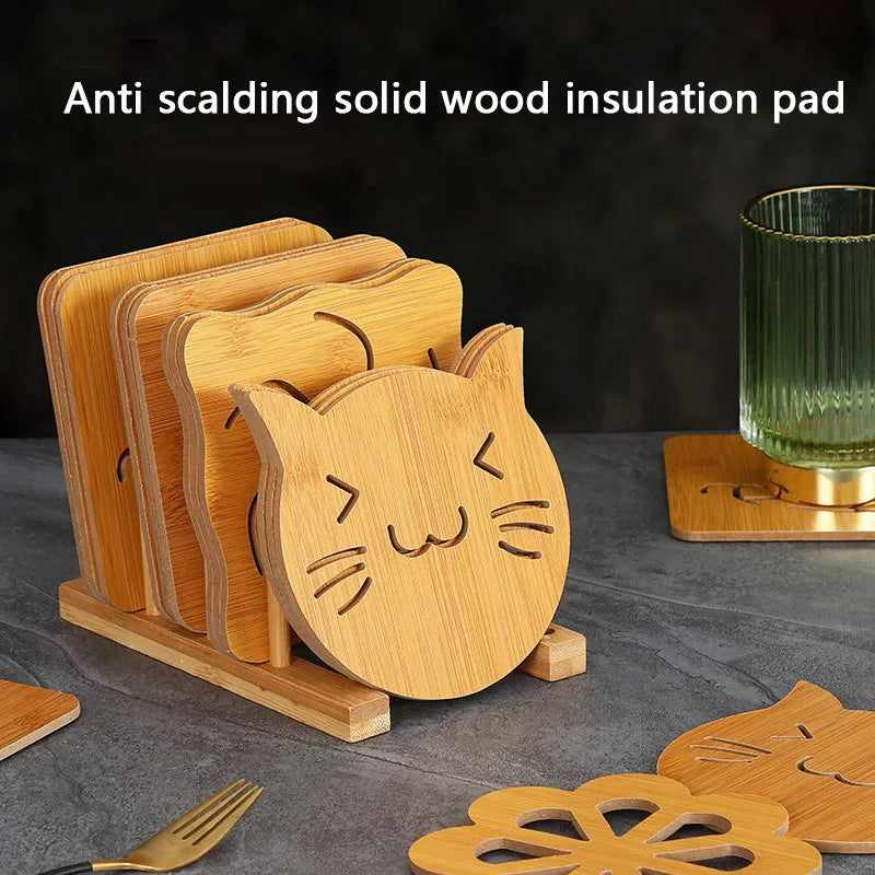 tapis table carré bois motif animaux anti dérapant moderne naturel décors cuisine