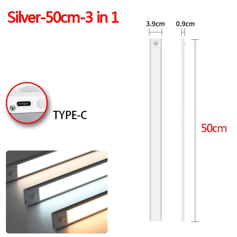 veilleuse led sans fil rechargeable détecteur mouvement sous meuble blanc moderne 10cm 20cm 30cm