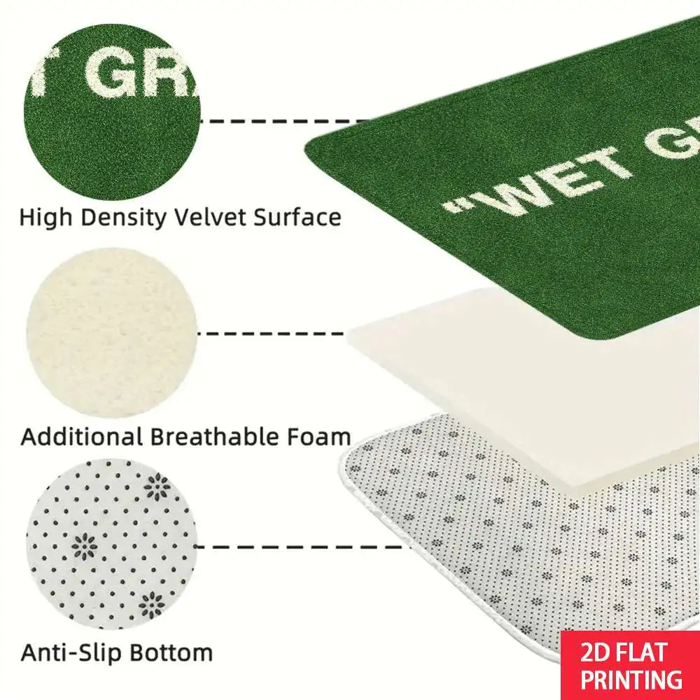 tapis sol vert herbe veloutée adhésif résistant minimaliste 60x40cm 2019