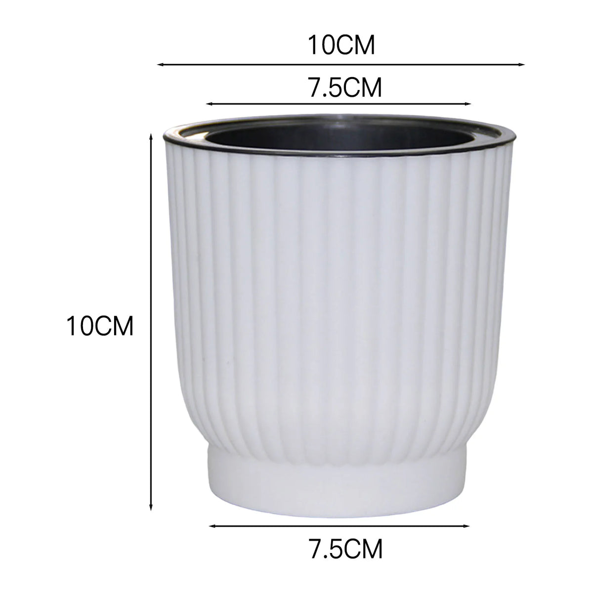 pot fleur hydroponique auto arrosage moderne blanc rayures verticales plante verte intérieur