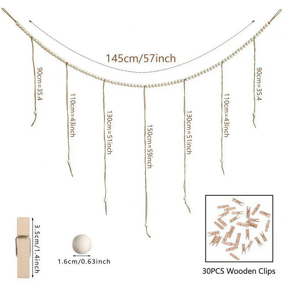 guirlande décorative boho coeurs flèches clips bois naturel doré rustique