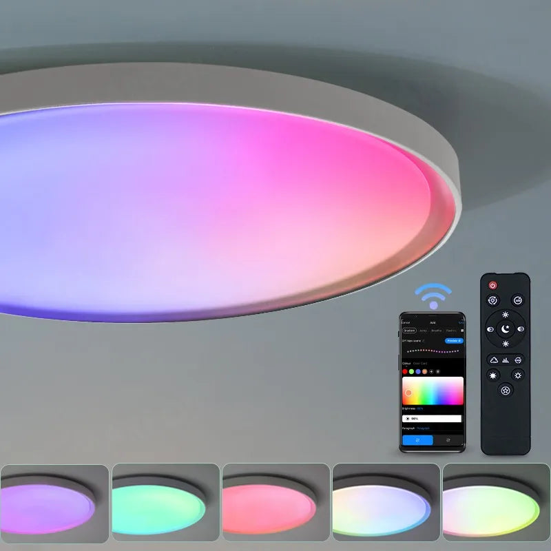 lampe intelligente blanc moderne flux lumineux variable télécommande application mobile