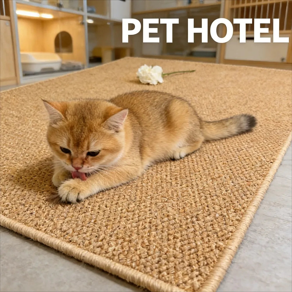 tapis chat texture sisal moderne adhésif confortable beige marron clair antiusure tous saisons