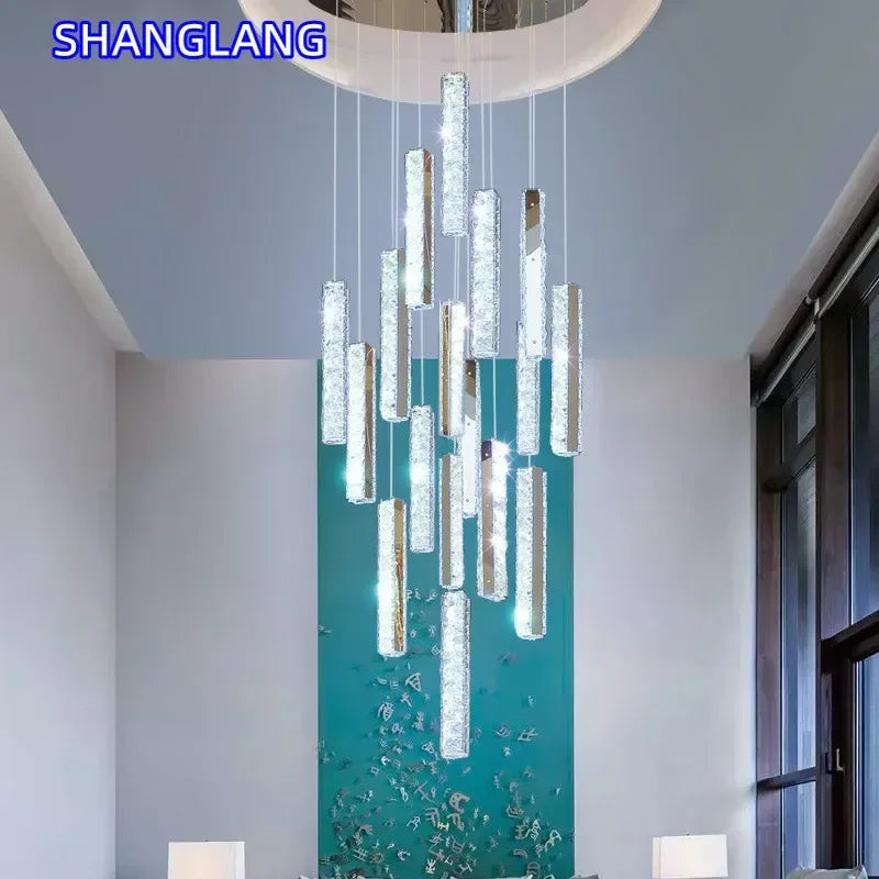 suspension lumineuse contemporaine or argent texture brillante élégante chambre salle bain led
