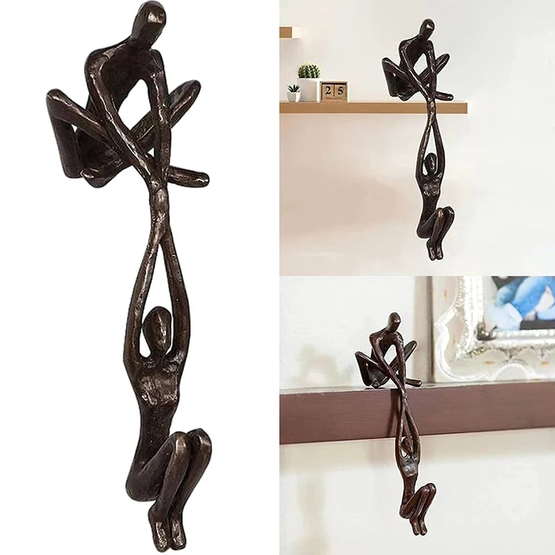 sculpture abstraite moderne résine brun foncé couple interactif étagère table décoration intérieure contemporain