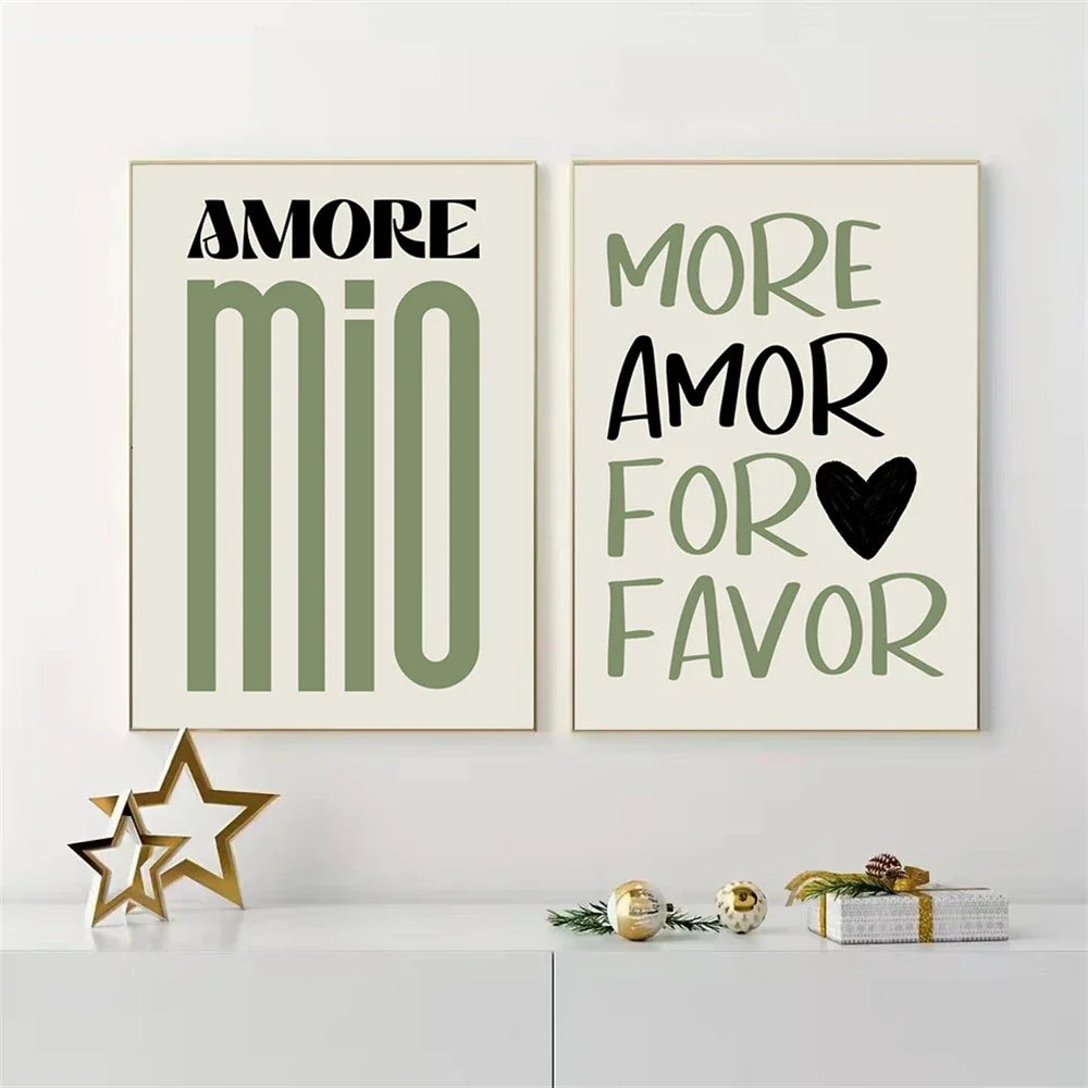 affiche moderne citation amour verte décoration murale toile sans cadre print abstract