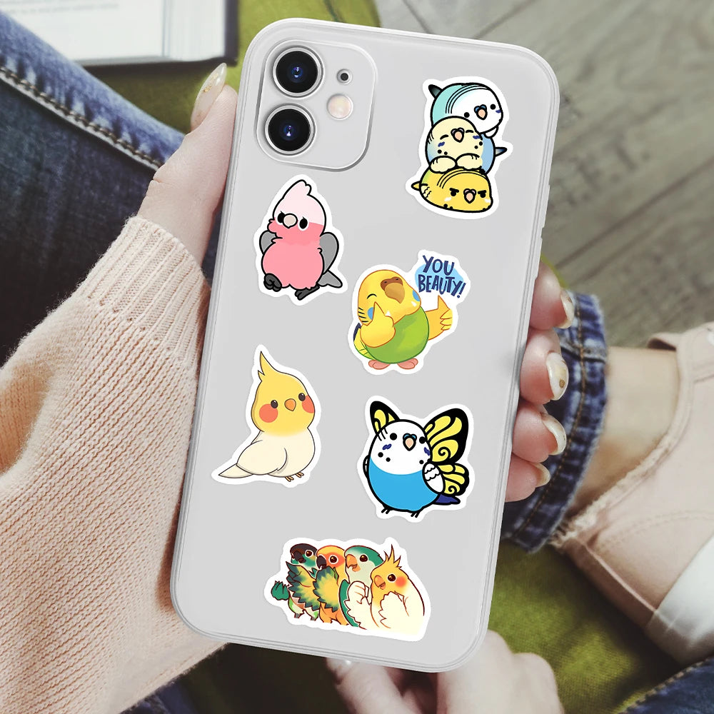 stickers dessins animés oiseaux chats multicolores étanches bricolage scrapbook téléphone portable adultes adolescents