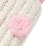 panier tressé coton pompons rose bohème organisation jouets cosmétiques beige clair