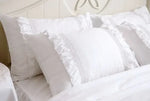 taie d'oreiller coton blanc vintage volants dentelle lit mariage chic