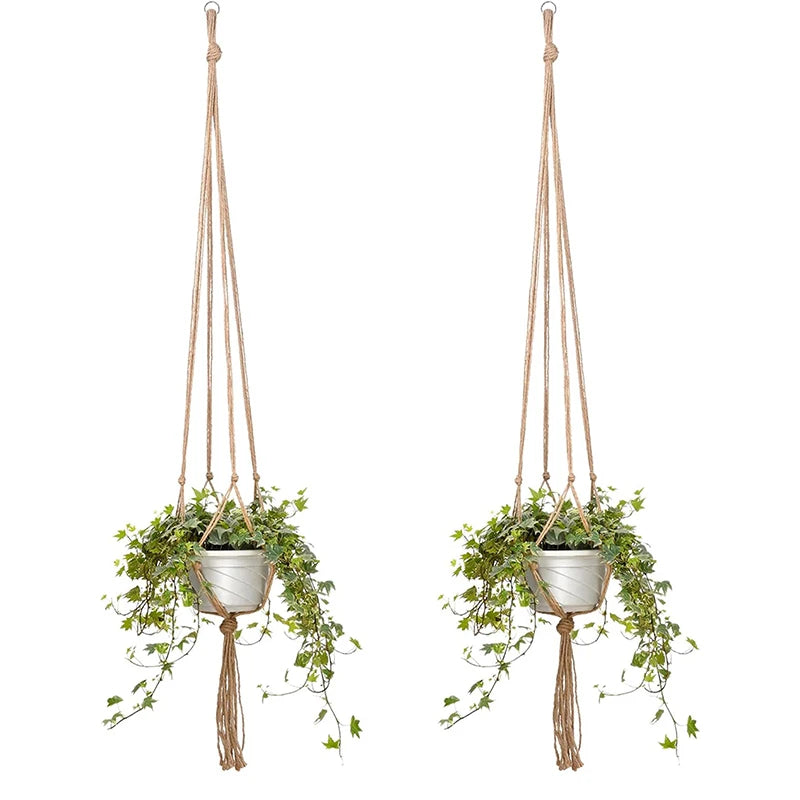 support plante suspendue macramé boho fibre végétale beige blanc noir artisanal