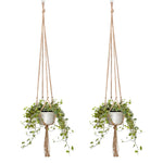 support plante suspendue macramé boho fibre végétale beige blanc noir artisanal
