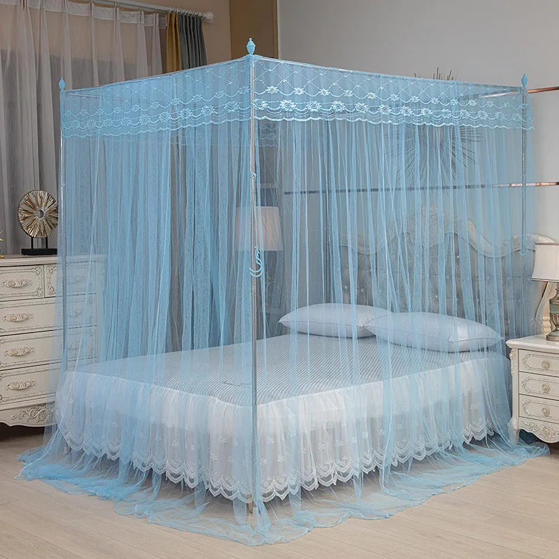 moustiquaire filet lit dentelle blanche transparente quatre coins rideau baldaquin princesse classique