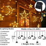 guirlande lumineuse étoiles lunes solaire led blanc doré moderne festif clips extérieur noël ramadan