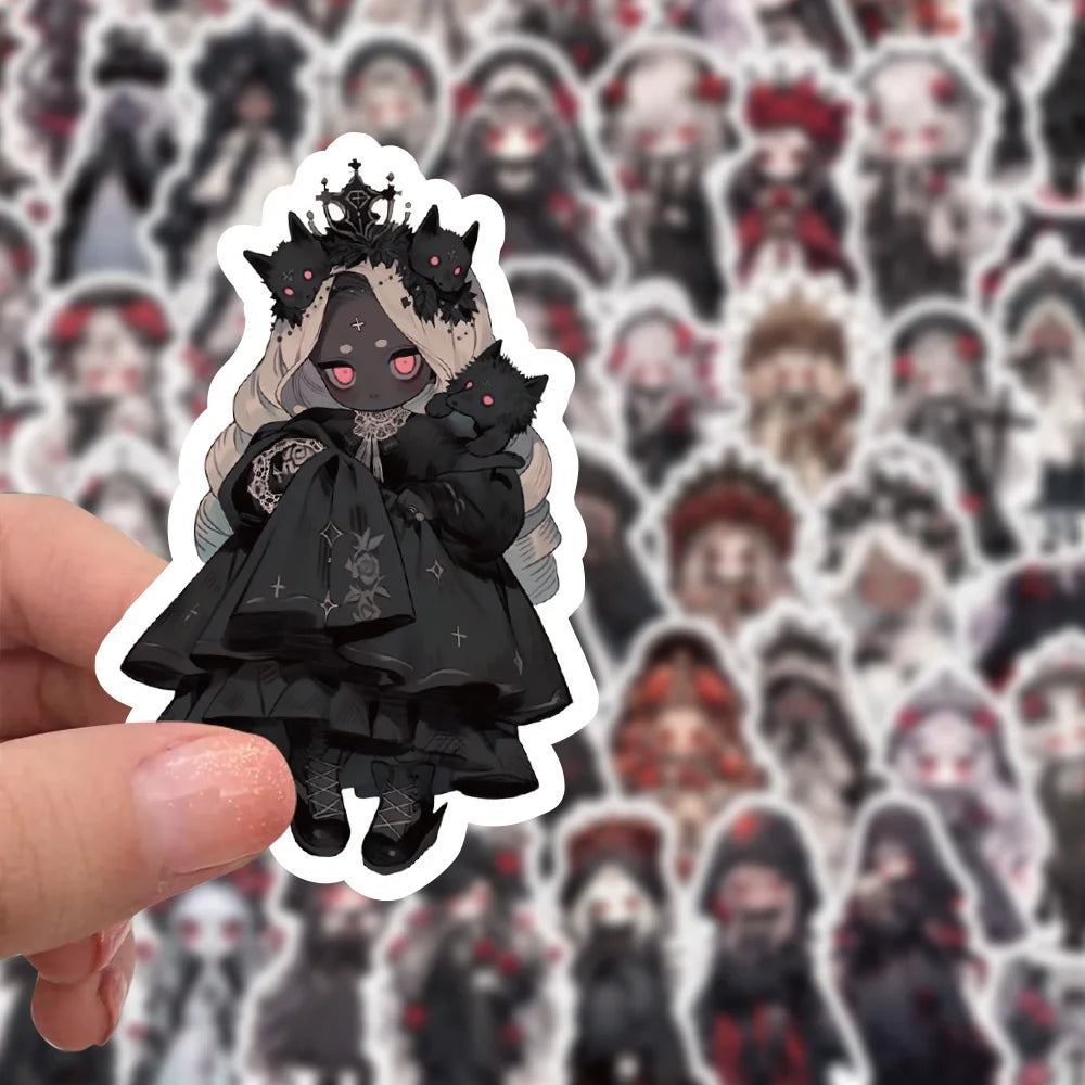 stickers autocollants gothiques dessin animé noir rouge blanc ornements croix art gothique anime personnages