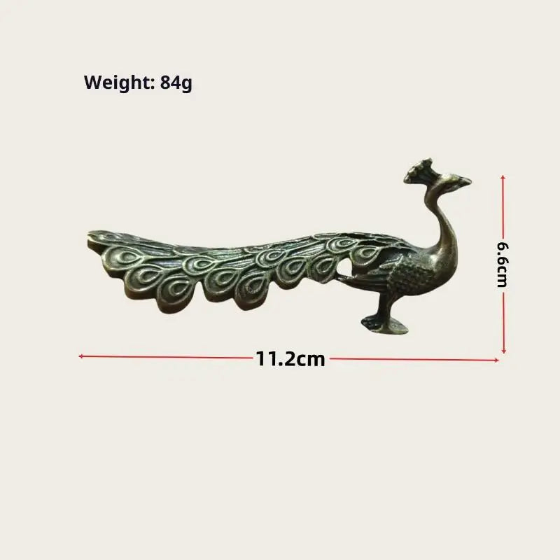 statuette paon métal doré bronze décorative plumes texturées décoration intérieure asiatique