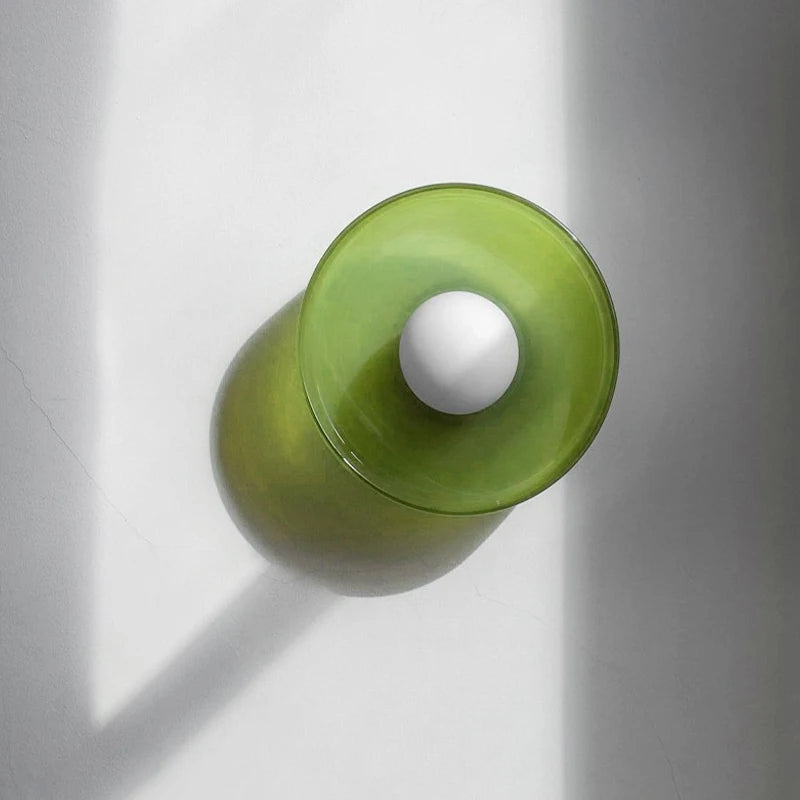 Lampe murale moderne minimaliste verre opaque or jaune vert blanc marron clair fixée mur