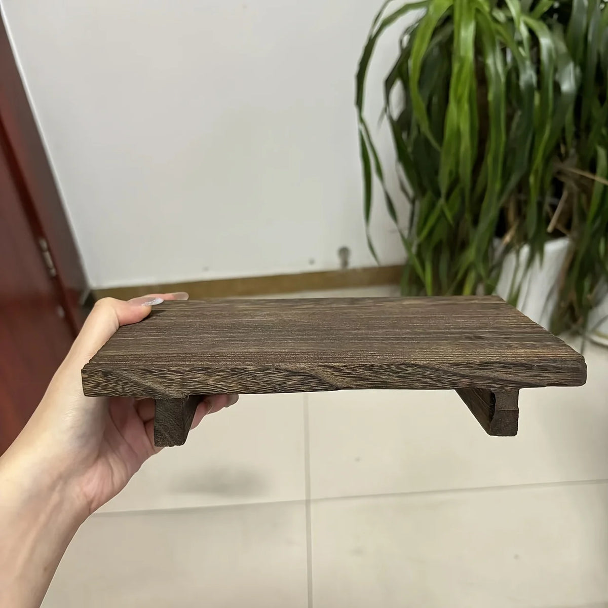 plateau bois marron foncé grain naturel minimaliste rustique sans fixation 23cm 9inches 4cm