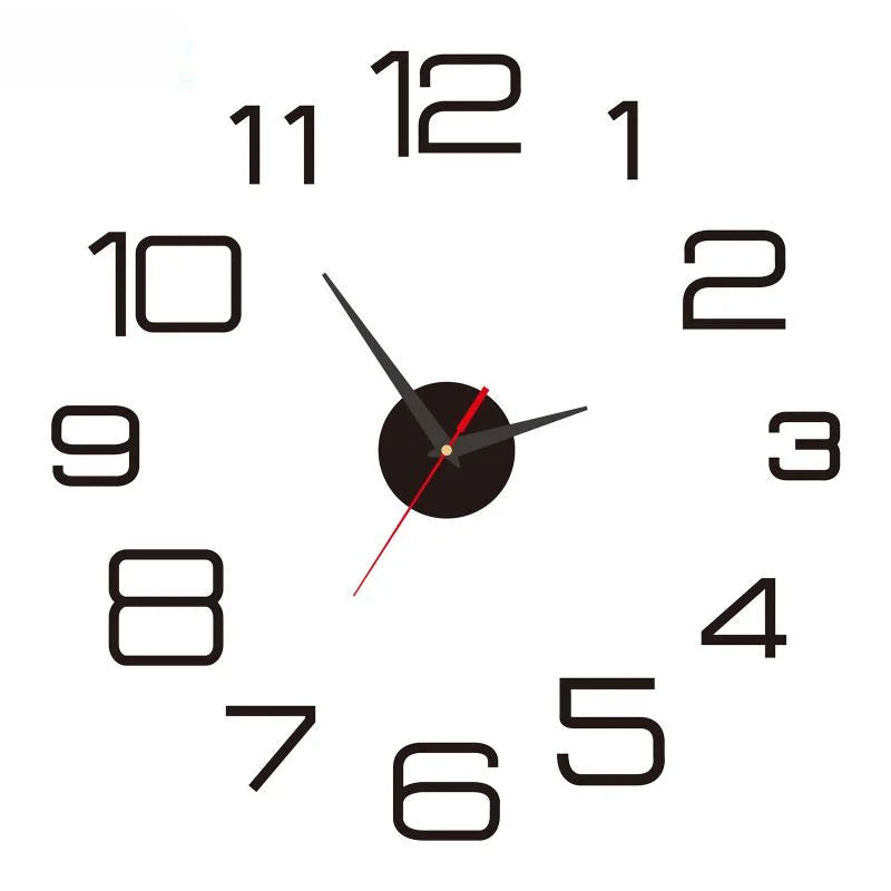 horloge murale 3D lumineuse verte rouge dorée moderne adhésive 50cm 40cm numéros blancs